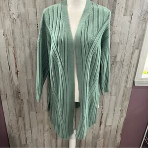New! Chicwish Green Ribbed Open Front Longline Cardigan Womens S/M